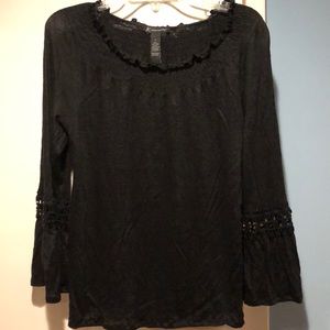 INC linen 3/4 bell sleeve shoulder top